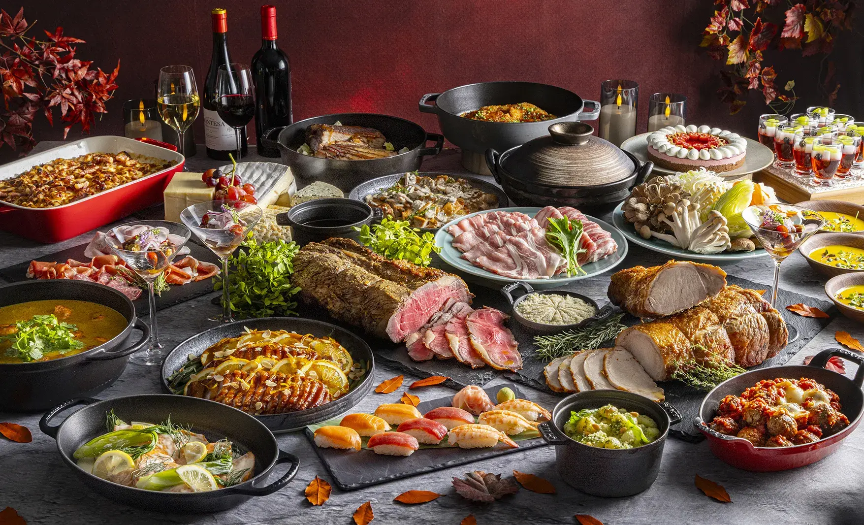 Buffet trưa tối mùa thu Hilton Tokyo Ẩm thực thế giới, sushi, lẩu